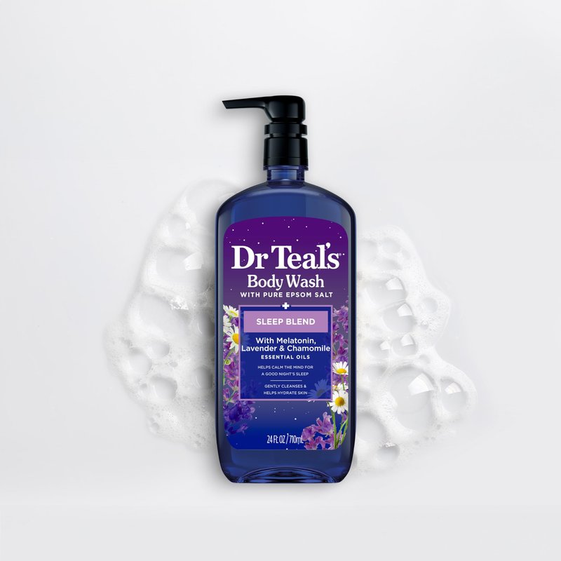 Dr Teal's Sleep Body Wash with Pure Epsom Salt, Melatonin, Lavender & Chamomile Essential Oil Blend, 24 fl oz (Pack of 2)