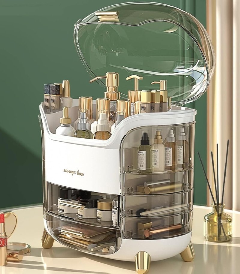 Omeily Large Makeup Organizer - Clear Vanity Storage Box for Cosmetics & Skincare | Easy Visibility