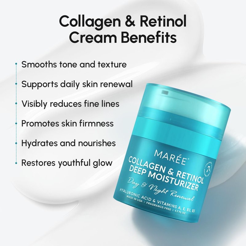 MAREE Retinol Face Moisturizer - Anti-Aging Cream with Collagen for Daily Use - Hydrating Facial Cream