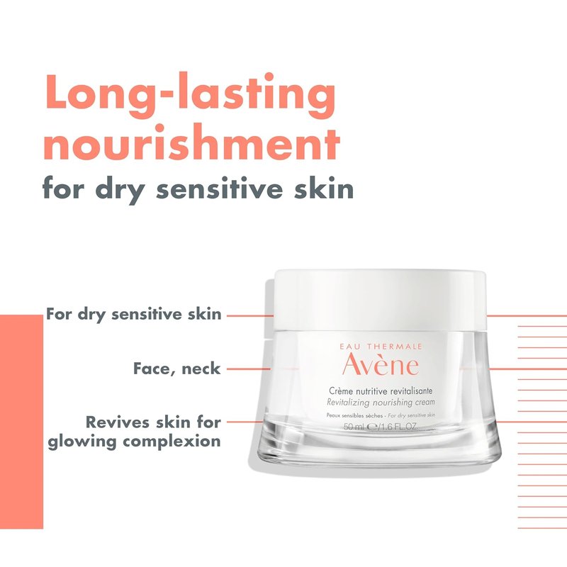 Avène Revitalizing Nourishing Cream - Ultra Nourishing Face Moisturizer | Non-Comedogenic, 1.6 Fl Oz