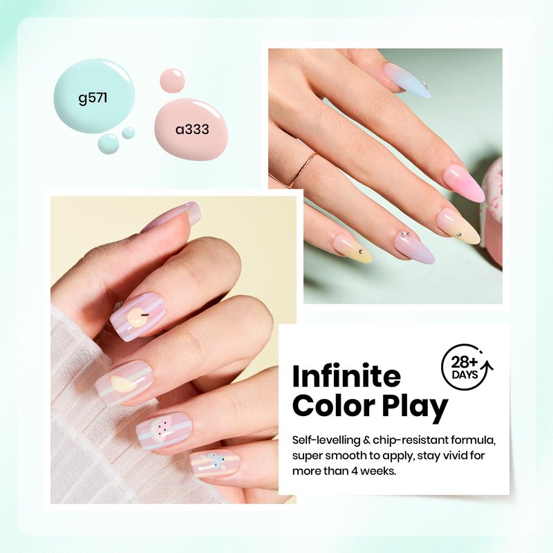 Beetles Pastel Gel Polish Set - Afternoon Desserts Collection, 6 Colors Pastel Bright Gel Polish Purple Yellow Blue Pink Summer Trendy Colors Uv LED Lamp Salon DIY at Home Nails Gifts for Women