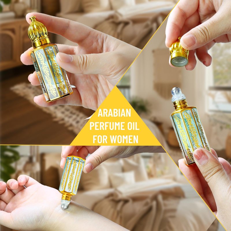 MR.A 3Pack Arabian Perfume for Women, Arabic Long Lasting Perfume Oil Rollerball, Luxury Arab Parfume Oil, Soft Parfume Arabe Roller On Sky Blue, Eau de Parfum Women