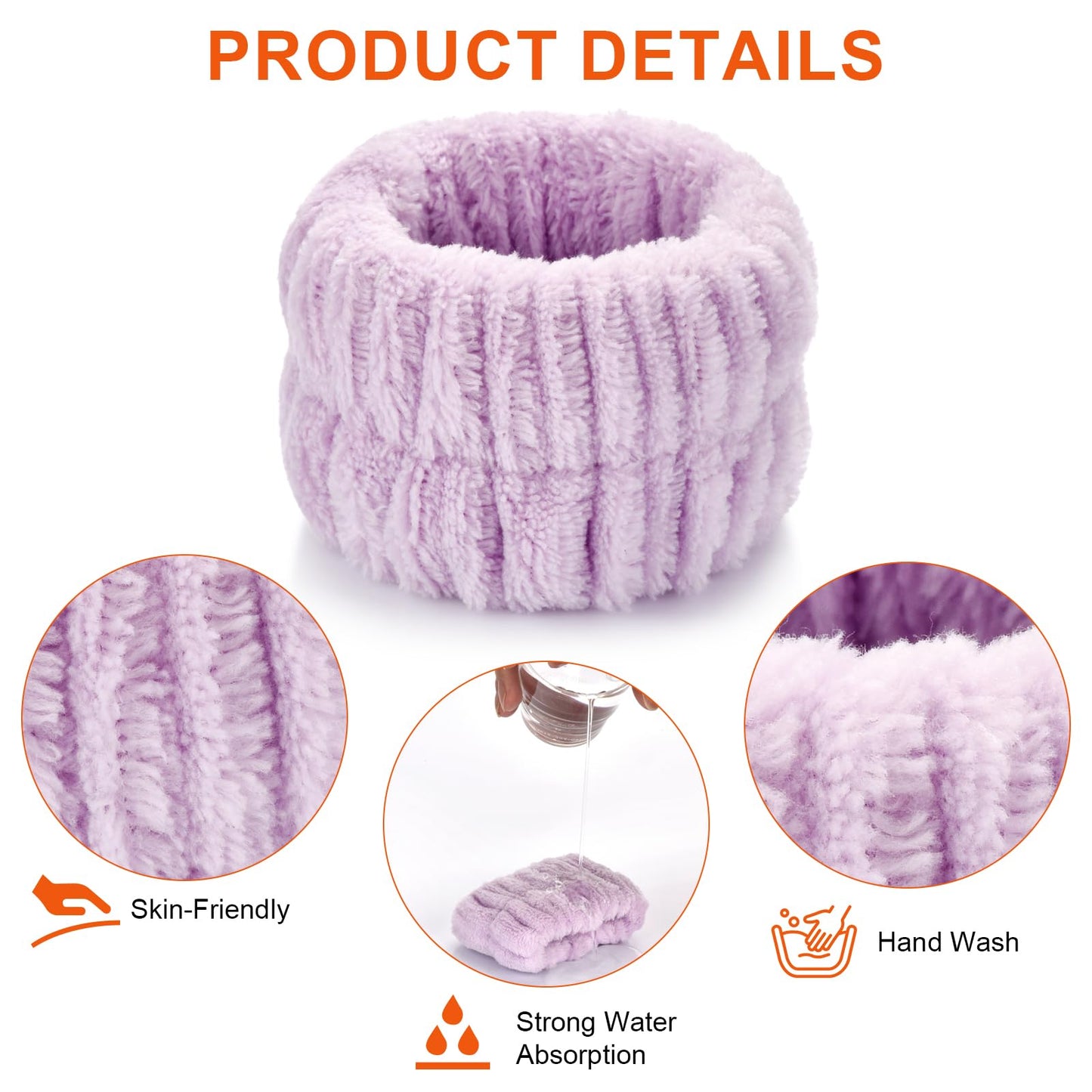 Wteehn 6pcs Wrist Bands for Washing Face Wash Wristbands Wrist Towels Arm Bands for Skincare Makeup Wrist Cuffs Spa Wrist Scrunchies