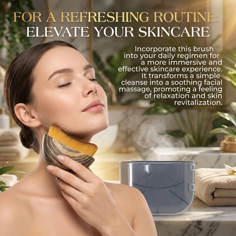 Nuvetra Lift & Glow Lymphatic Brush, Lymphatic Contour Face Brush Drainage, Natural Makeup Brushes with Durable Soft Bristles, Ergonomic Facial Cleansing Brush for Sculpting