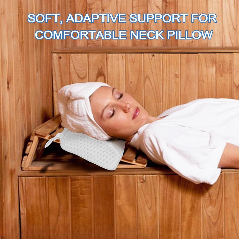 REEZEIVI Sauna Headrest Pillow, 4D Air Mesh Quick Drying and Washable Sauna Pillow Sauna Neck Rest Sauna Accessory,White