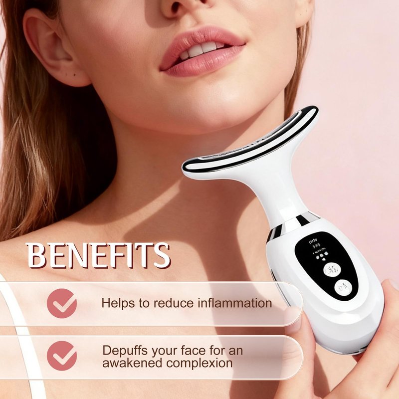 Multifunctional-Red-Light-Therapy-for-Face and Neck-Eye-Head Massager,7 Colors Skin Rejuvenation Lifting Facial Massager for Toning,Glow Boost,Wrinkle&Dark Circle Reducer (White)