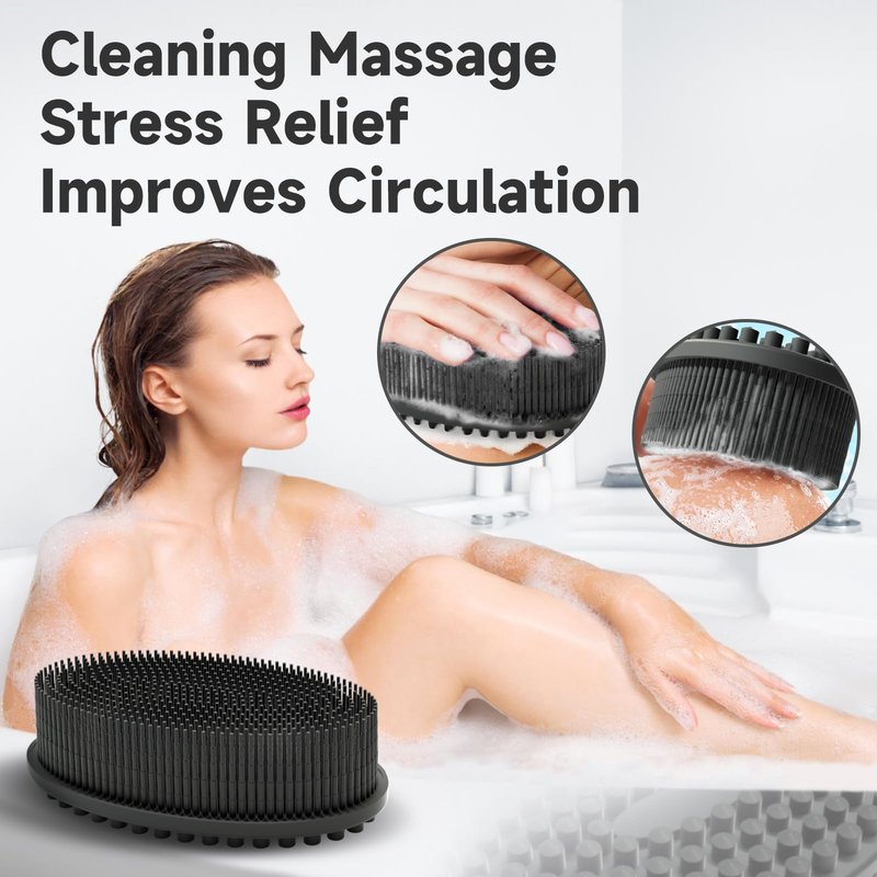 Metene 2 Pack Silicone Body Scrubber, Exfoliating Body Scrubber for Use in Shower,Lathers Well, Long Lasting, Soft Bath Skincare Routine.