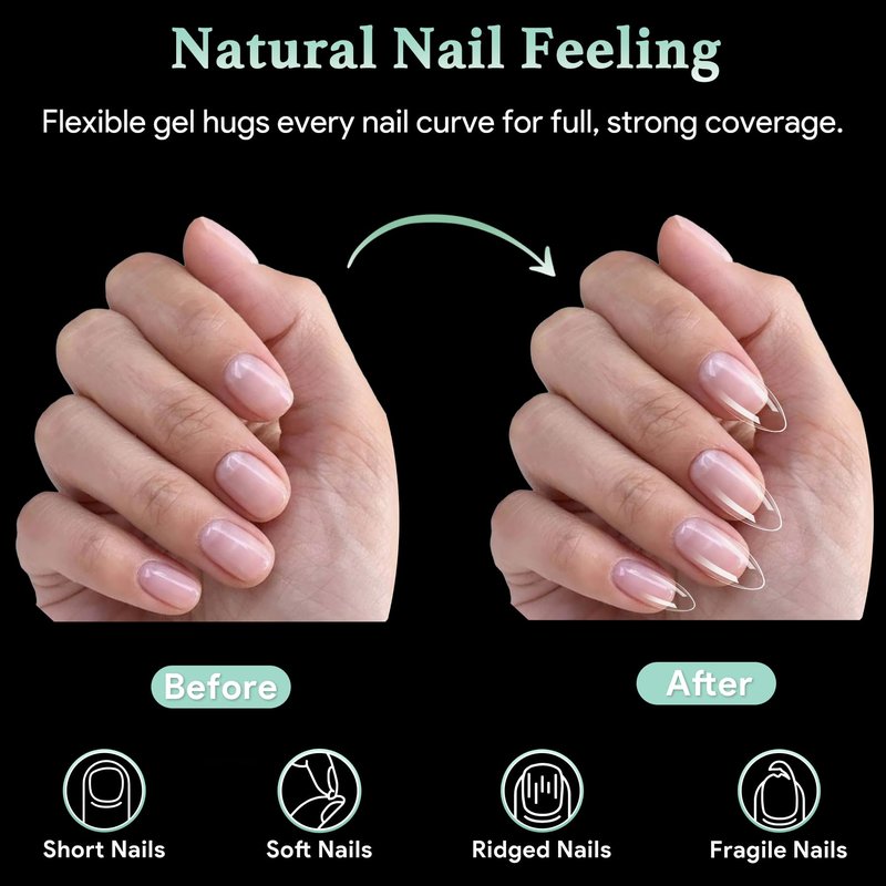 Medium Almond Nail Tips, 216pcs Acrylic Fake Nails Gel Nail Tips Soft, Full Cover Pre-Shaped Matte Clear Press on Nails for Extension, Diy at Home Manicure 12 Sizes
