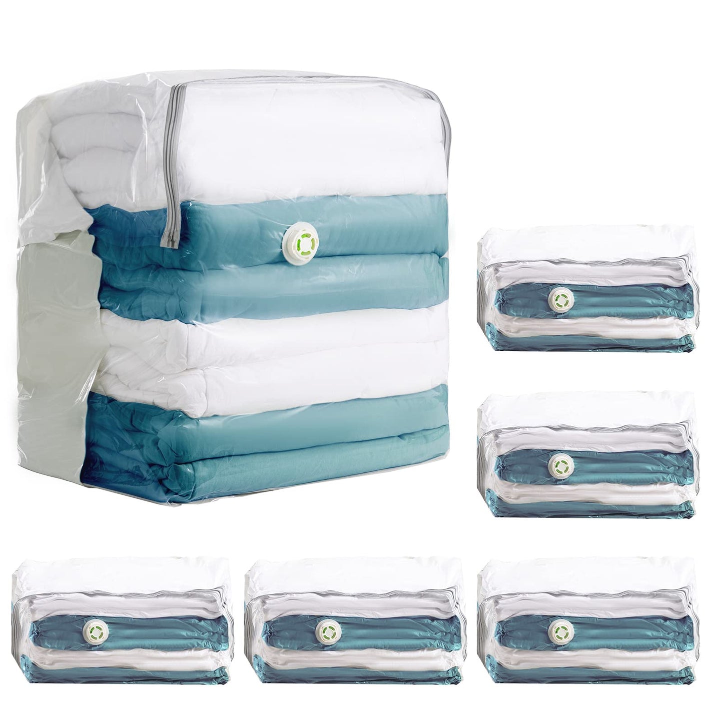 LEVERLOC 6 Pack Vacuum Storage Bags, Extra Large Cube (40x28x18x18 Inch), Vacuum Seal Bags for Comforters Pillows Blankets Bedding Clothing, Space Saving Organizer