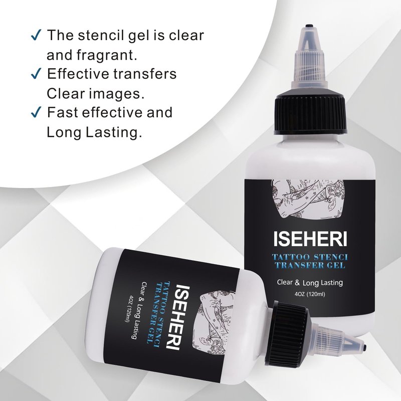 ISEHERI Tattoo Transfer Gel, 4oz Stencil Cream - Fast & Clear Long Lasting Solution for Tattoo Artists - Supplies