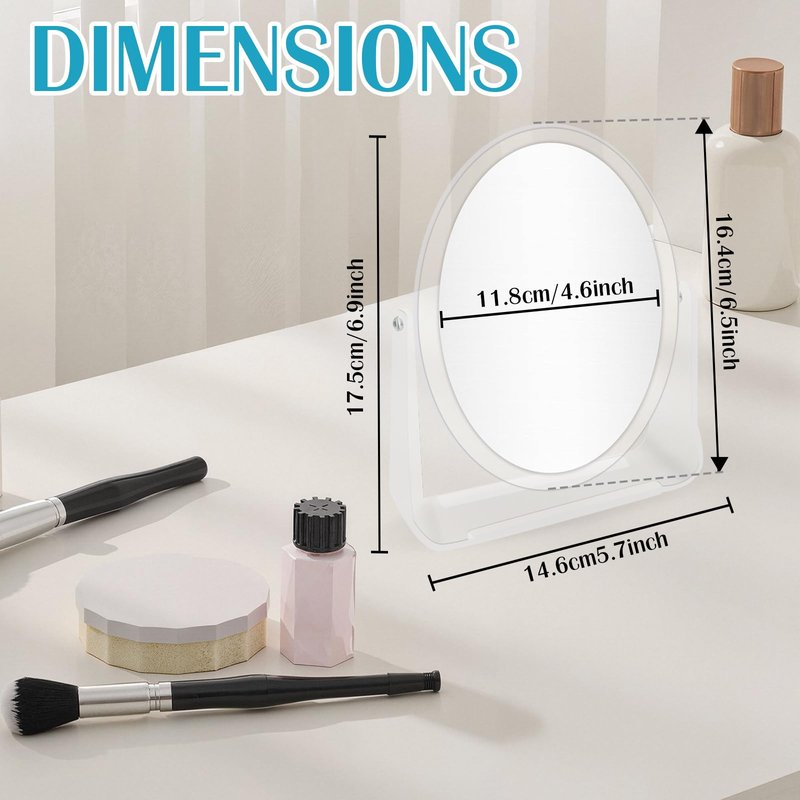 A AIKOOL 5X Magnifying Travel Mirror, Double Sided 1X/5X Stand Up Makeup Mirror for Desk, 360° Swivel Tabletop Design