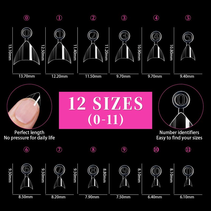 Bellelfin Short Stiletto Nail Tips, 600Pcs Extra Short Almond Soft Gel Nail Tips Clear Fake Nails Acrylic Nails Tips Half Cover False Nails for DIY Nail Salon