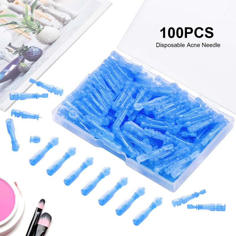 100Pcs Disposable Sterile Pimple Popper Needles, Ultra-Fine Acne Extractor Tools for Blackhead Whitehead Blemish Removal, Professional Facial Skin Care Kit for Clearer Skin