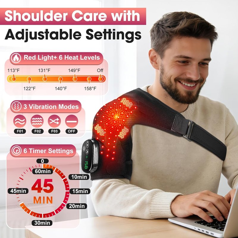 Skiennix Cordless Shoulder Heating Pad - Massage & Pain Relief Wrap for Deep Tissue Care