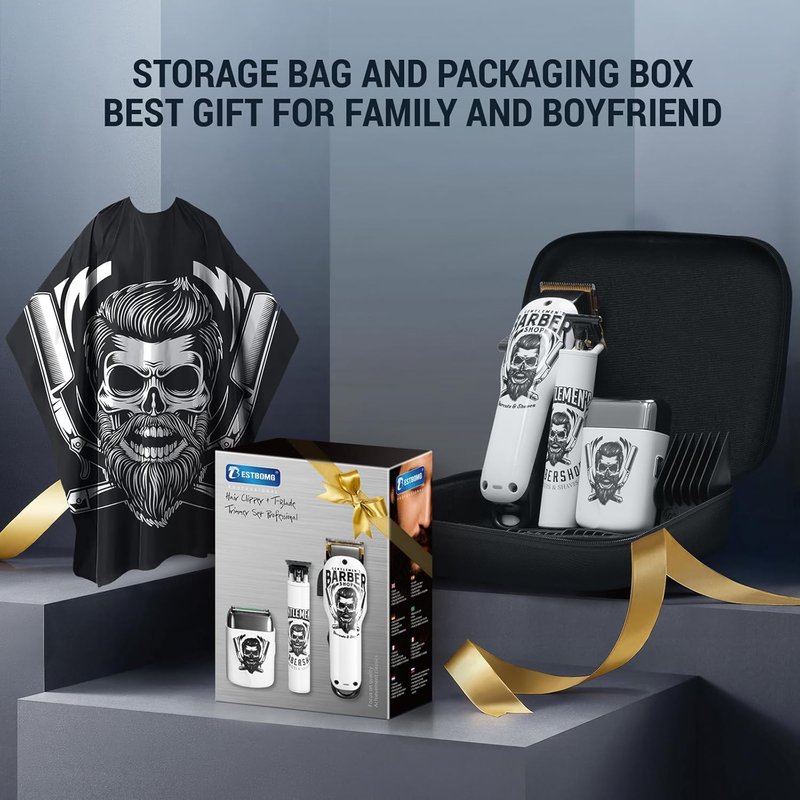 BESTBOMG® Hair Clippers - Professional Beard Trimmer Kit with Ceramic T-Blade | Ideal for Barbers & Gifts