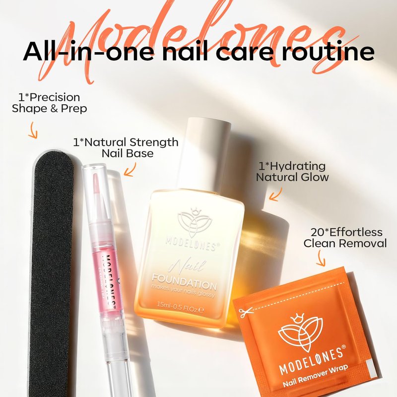 Modelones Nail Strengthener Kits Milky White Nail Polish Remover Pads Cuticle Oil Pen for Nail Hardener for Damaged Nails Growth DIY Nail Manicure Kits 23 Pcs Nail Care Kits for Women 15 ml