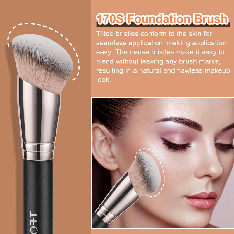 Angled Foundation Contour Brush - Synthetic Kabuki Brush for Blending & Buffing | Ideal for Liquid, Cream & Powder Makeup
