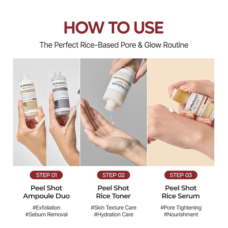 Dr. Melaxin PDRN Serum - Glow Rice Peel Shot for Smooth Skin Texture | 30ml Korean Skincare
