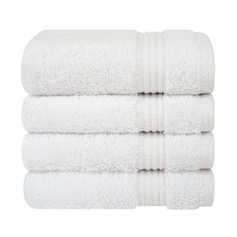Cotton Paradise 100% Cotton Turkish Towel Set, Soft Absorbent Quick Dry, 4 Piece Washcloth Set, Snow White