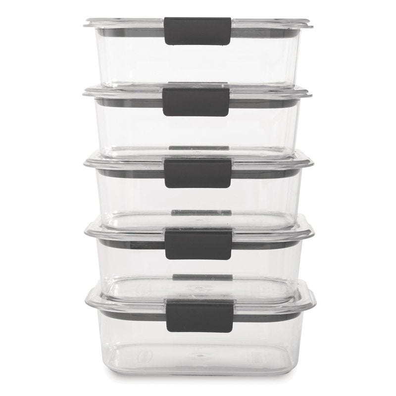 Rubbermaid Brilliance Tritan Plastic Food Storage Containers BPA Free Airtight Lids Ideal for Lunch Meal Prep & Leftovers Set of 5 (3.2 Cup)