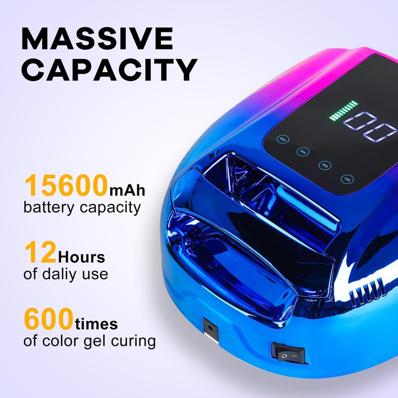 NailFace 96W Rechargeable UV LED Nail Lamp UV Light for Gel Nails Cordless Gel Nail Lamp Nail Dryer with 42 Beads Smart Sensor & Metal Base