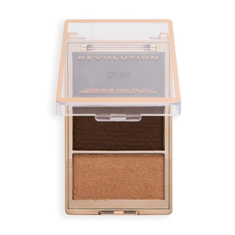 Revolution Bronze Icon Palette - Cream Matte & Shimmer Bronzer Trio for Buildable Glow | Cocoa Deep, 0.09 oz