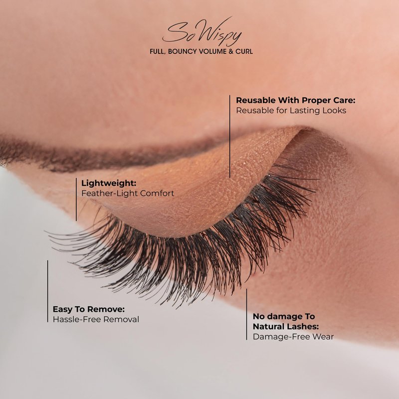 KISS So Wispy, False Eyelashes, 'Pompadour', 16mm, Includes 5 Pairs Of Lashes, Easy to Apply, Reusable Lash Clusters