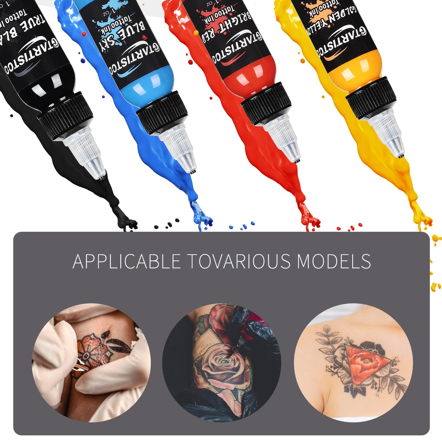 GTARTISTOO Professional Tattoo Ink Set 14 Colors 1OZ (30ml) Vegan-Friendly Pigment Tattoo Ink Supplies Ink