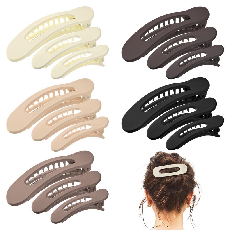 15 PCS Flat Hair Clips, Neutral Color Flat Claw Clips 3 Sizes Hair Claws for Women Girls Thin Hair Medium and Small Hair Clip, Birthday Mothers Day Gifts
