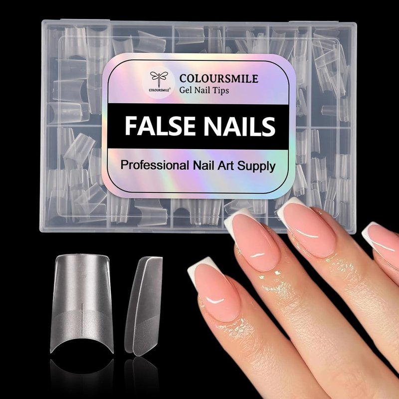 Medium Square Half Cover Nail Tips - 224pcs Full Matte No C Curve Gel Gelly Tips, with Position Line & 12 Sizes for Perfect Nail Extensions
