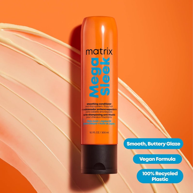 Matrix Mega Sleek Anti-Frizz Conditioner - 96-Hour Frizz Control & 12X Smoother Hair | Hydrating Formula