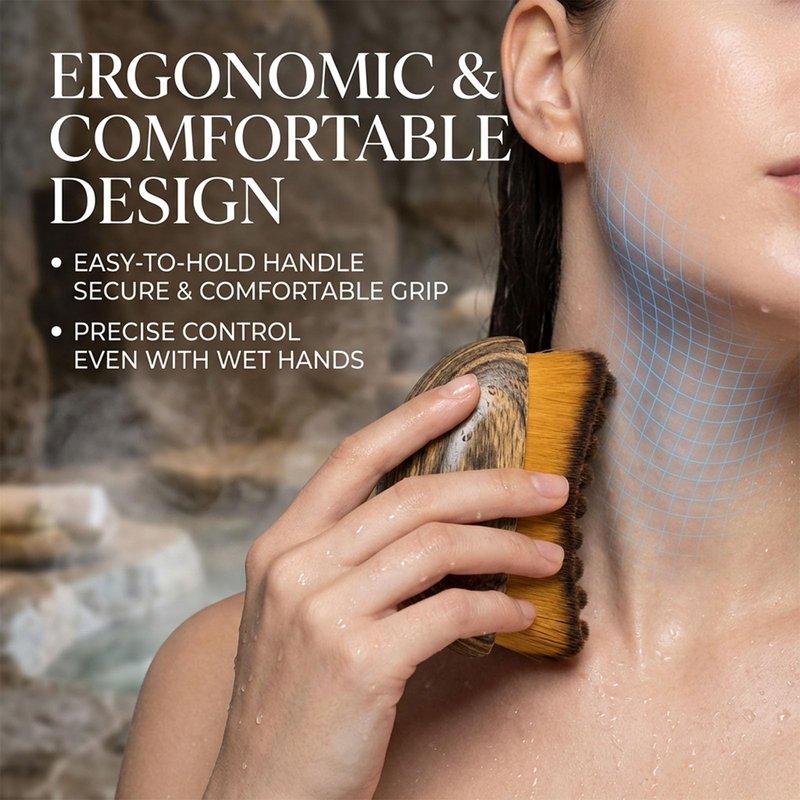Nuvetra Lift & Glow Lymphatic Brush, Lymphatic Contour Face Brush Drainage, Natural Makeup Brushes with Durable Soft Bristles, Ergonomic Facial Cleansing Brush for Sculpting