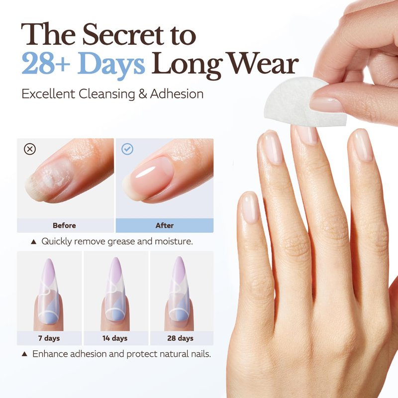 AzureBeauty Nail Prep Pads - 4-in-One Dehydrator & Primer Wipes for Gel, Acrylic & Press-On Nails | Travel-Friendly 84PCS (2 Boxes)