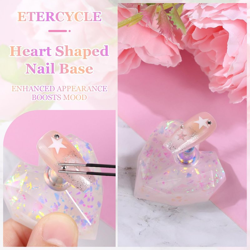 Etercycle Nail Stand, 2 Set Nail Holder For Painting Nails, Magnetic Press On Nail Kit Nail Tech Must Haves Practice Acrylic Nail Art Tools for Home DIY Salon Nails Display with 96 Pcs Sticky Putty
