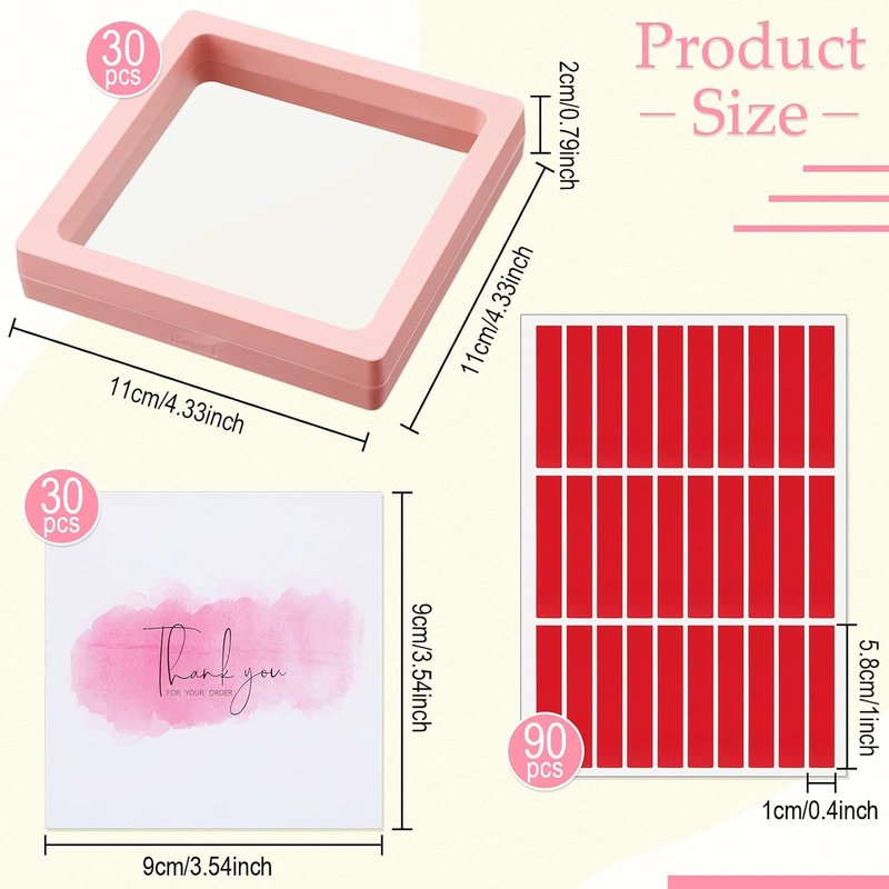Meekoo Press-On Nail Packaging Box - 30 Pcs with 90 Pcs Double-Sided Tape | Pink Acrylic Storage Case
