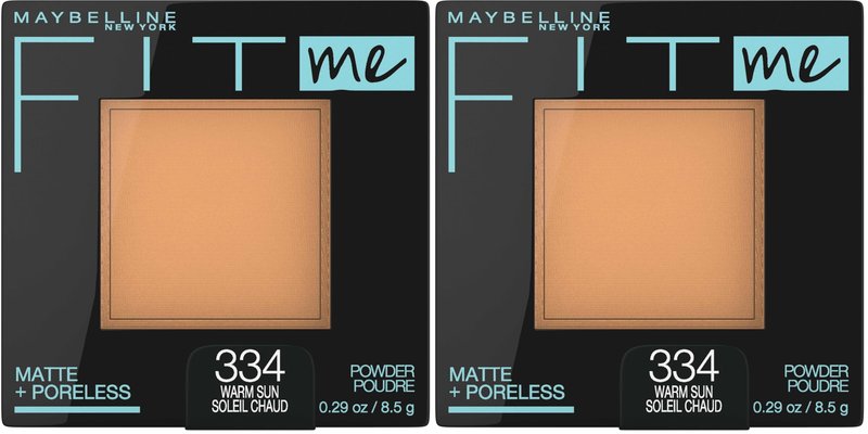 Maybelline New York Fit Me Matte + Poreless Powder Makeup, Warm Sun, 0.28 Ounce, Pack of 1, 334 WARM SUN (Pack of 2)