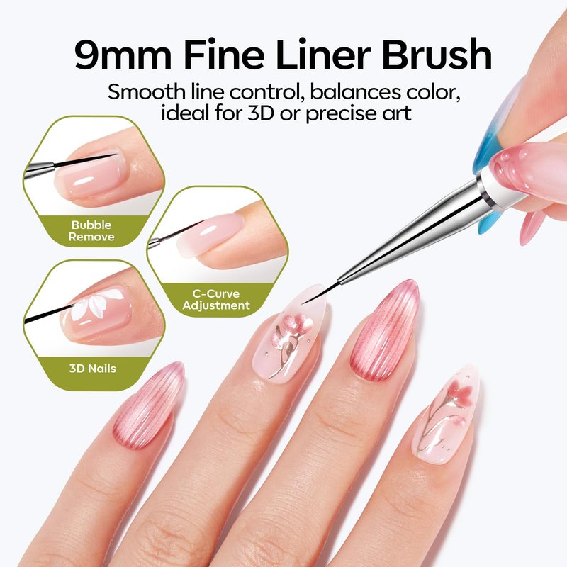 Modelones Cateye Gel Polish Nail Magnet Set, 6PCS Cat Eye Magnet Tool with Liner Nail Brush for Gel Swirl Nails Strong Magnetic Nail Art Wand, Glass Bead& French Tip for DIY Nail Lovers