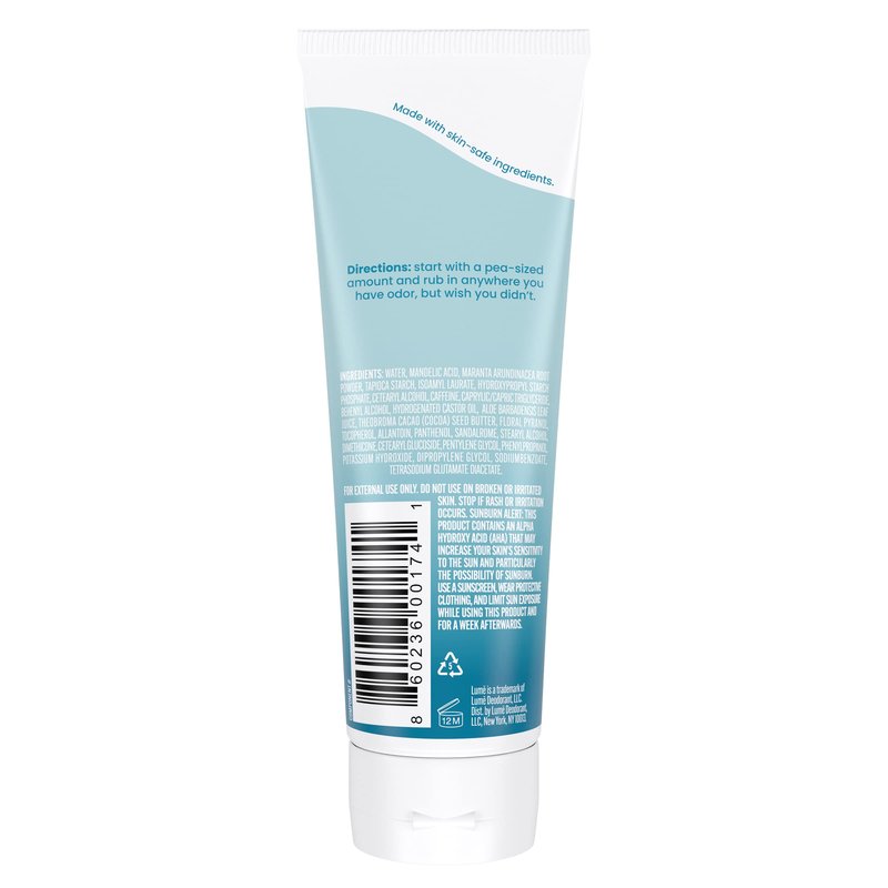 Lume Whole Body Deodorant - Invisible Cream Tube - 72 Hour Odor Control - Aluminum Free, Baking Soda Free, Skin Safe - 3.0 ounce (Unscented)