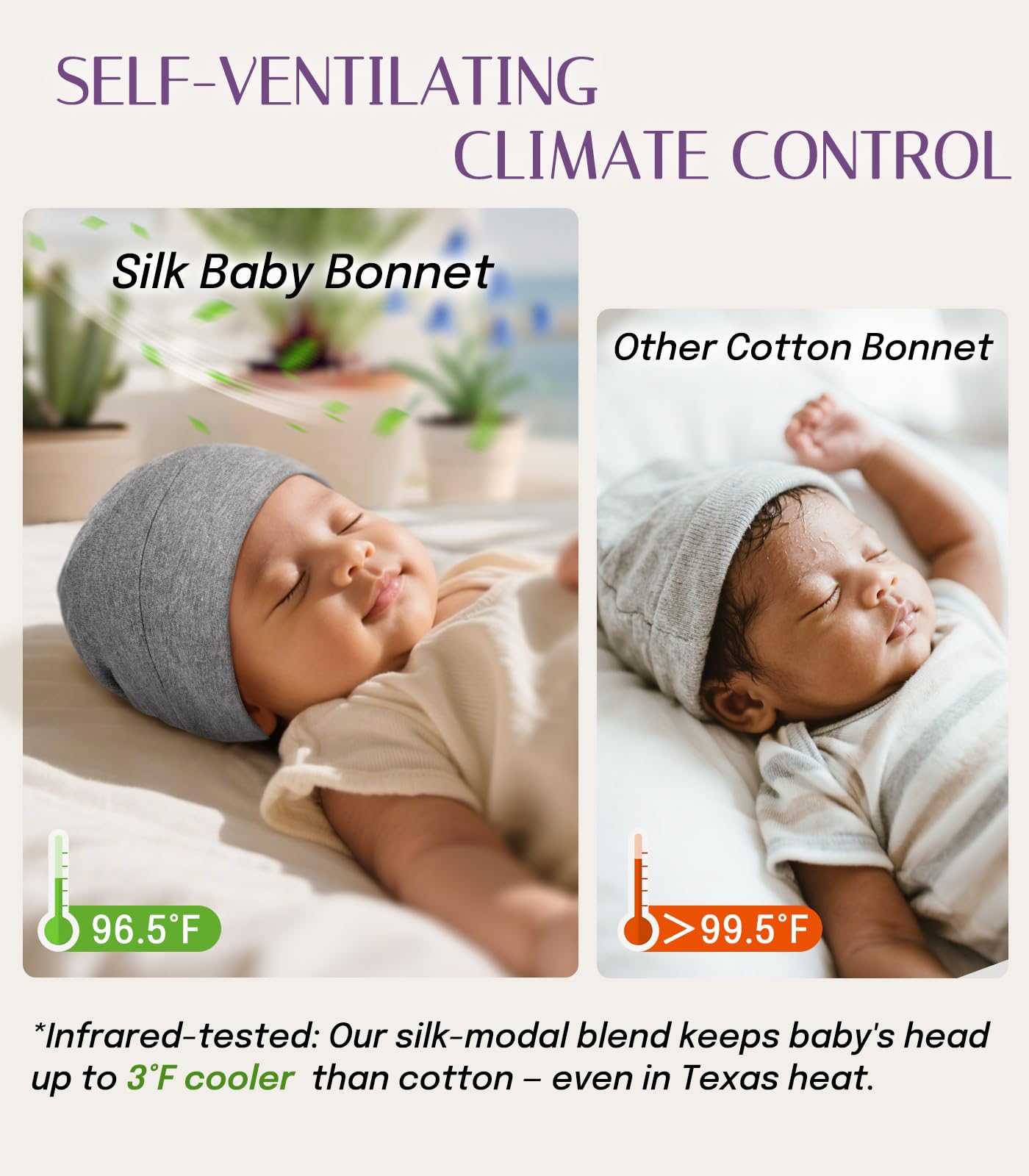 OLESILK Silk Baby Bonnet for 0-6 Months - 100% Mulberry Silk Toddler Hair Bonnet, Adjustable Night Cap for Sleeping Light Grey