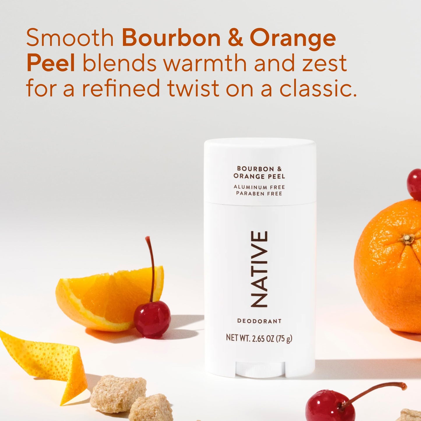 Native Deodorant Contains Naturally Derived Ingredients, 72 Hour Odor Control, Deodorant for Women and Men, Aluminum Free, Bourbon & Orange Peel 2.65oz