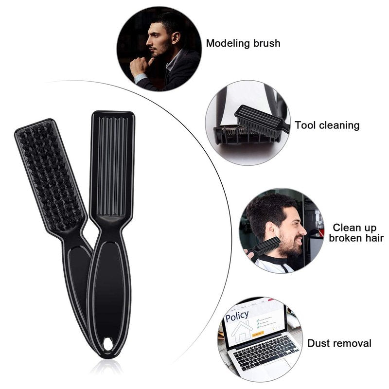 Patelai Barber Blade Cleaning Brush Set - 2 Pcs Black Styling Brushes for Clippers & Manicure