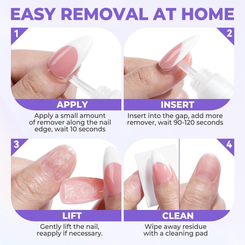 Luckyfairy 30ml Nail Glue Remover: Multi-functional Press On Nail Remover, Gentle Non-Acetone Nail Polish Remover for Gel Nails Tips, Quick Easy Removal Glueoff, Not for Gel Polish