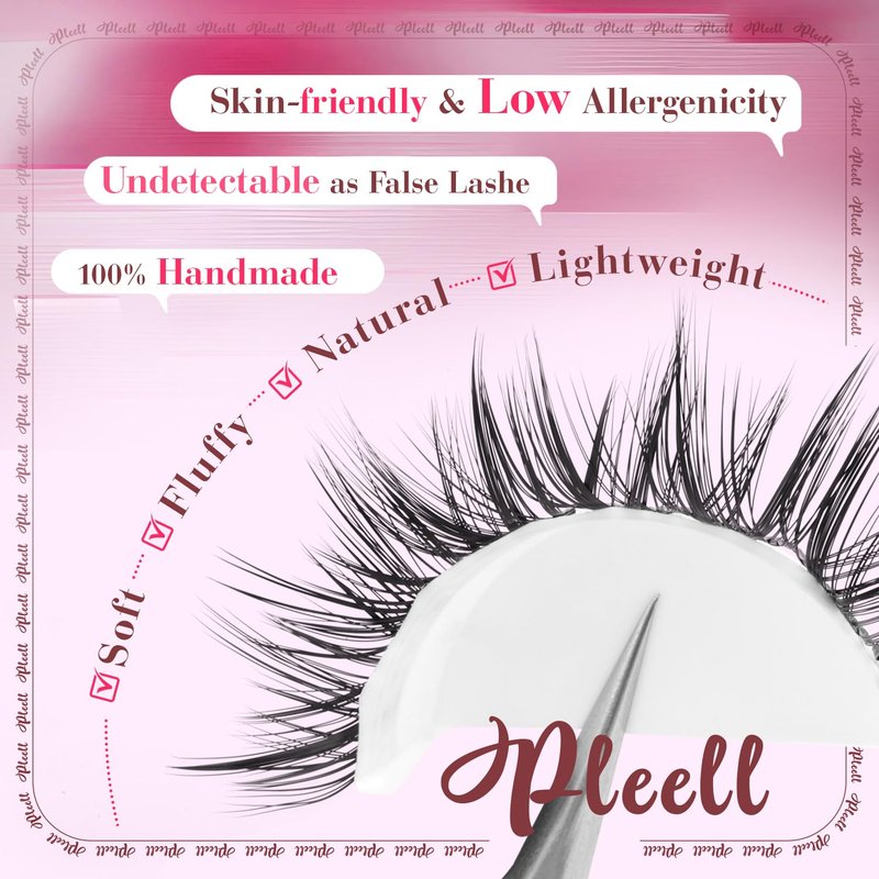 Pleell Lash Clusters Wispy Eyelash Clusters 10-16mm DIY Natural Lashes Clusters Fluffy Cluster Eyelash Extensions C Curl Individual Lashes with Soft Thin Band