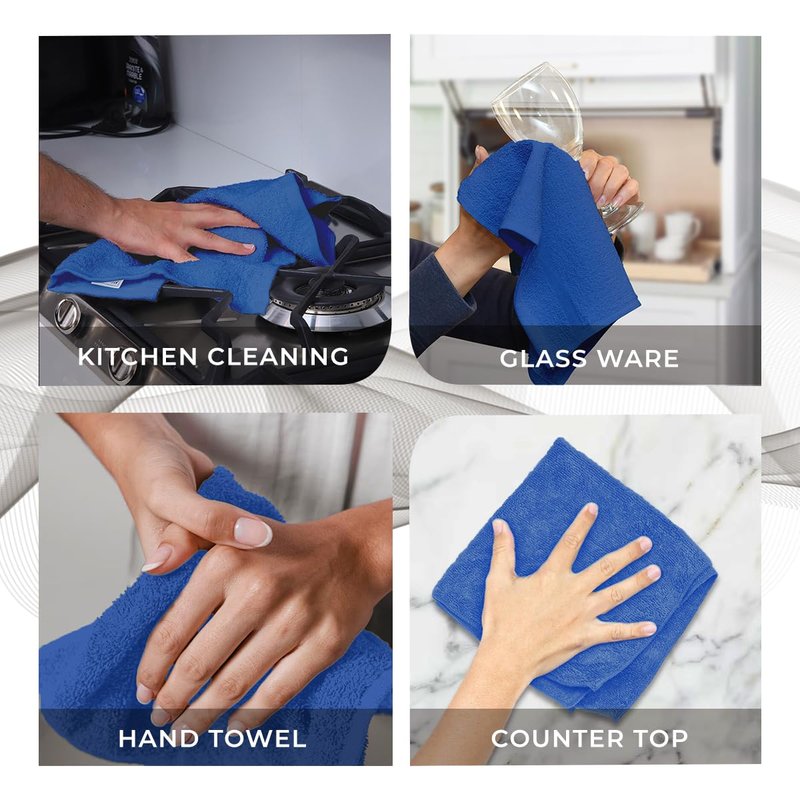 Avalon Towels Cotton Washcloths – (Pack of 36) Size 12x12 Inches, 100% Ring Spun Cotton, Soft & Absorbent Face Towels, Gym Towels, Hotel and Spa Quality, Reusable Fingertip Towels (Blue)
