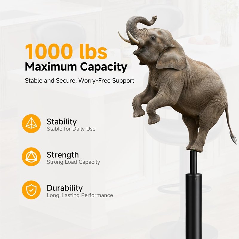 Mastery Mart Adjustable Gas Lift Cylinder | Heavy-Duty 1000 Lbs Hydraulic Shock for Office Chairs & Bar Stools (Black)