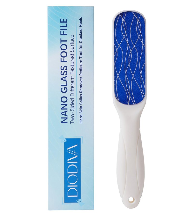 Nano Glass Foot File, Double-Sided Foot Callus Remover Feet Scrubber Hard & Dead Skin Hygienic Pedicure Tool in Shower Heel Scraper for Cracked Heels Smooth Feet Care Lima para Los pies (White)