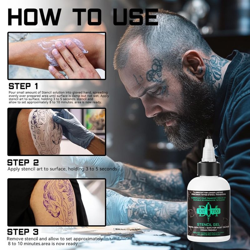125ml Tattoo Stencil Transfer Gel Solution, Professional Tattoo Stencil Gel, Stencil Magic Cream, Clear & Long-Lasting, Tattoo Application Solution for Transfer Paper Machine Stencils
