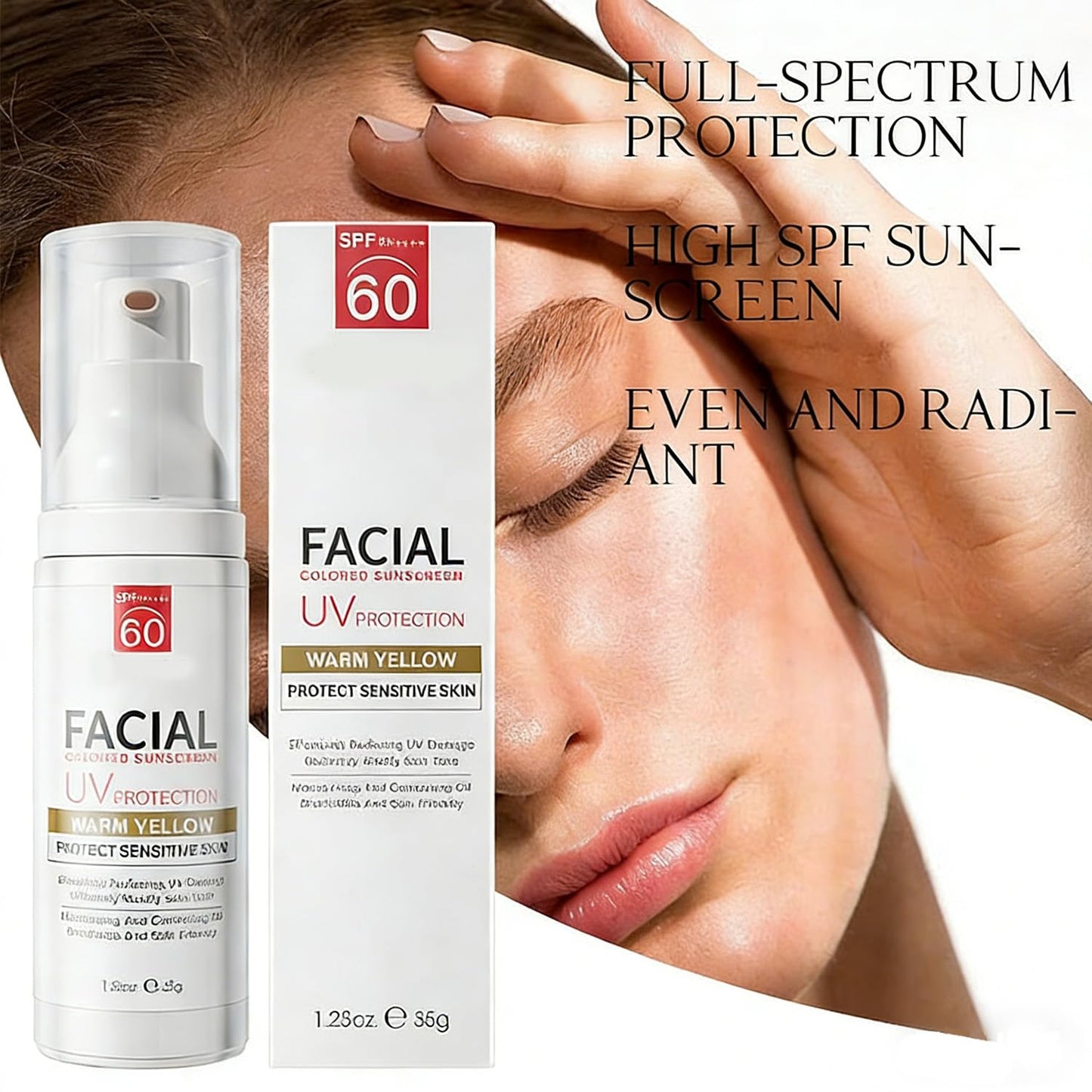 Tinted Mineral Face Sunscreen SPF 60 - Moisturizing Tinted Moisturizer with Hyaluronic Acid | Ultra-Lightweight, Non-Greasy