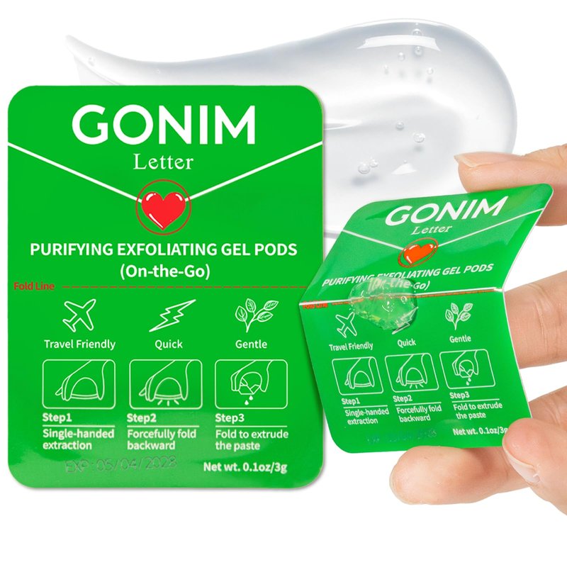 GONIM Exfoliating Facial Cleanser with Hyaluronic Acid, Exfoliating Face Wash, Oil-Free Gentle Face Exfoliator Pore Cleaner, Non-Comedogenic Face Scrub Peeling Gel, Weekly Dead Skin Remover, 15count
