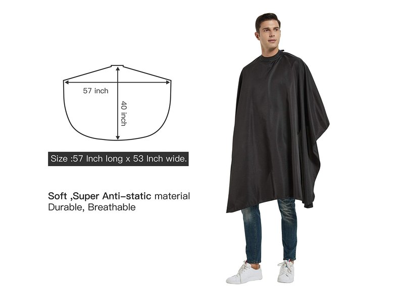 Salon Hair Cutting Cape with Soft Silicon Neck Collar, Professional Anti-static Barber Cape